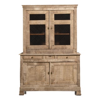 19th Century Oak Cabinet with Mesh Doors For Sale