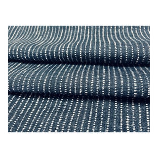 Mark Alexander Droplet Indigo Navy Blue White Abstract Hand Printed Linen Fabric For Sale