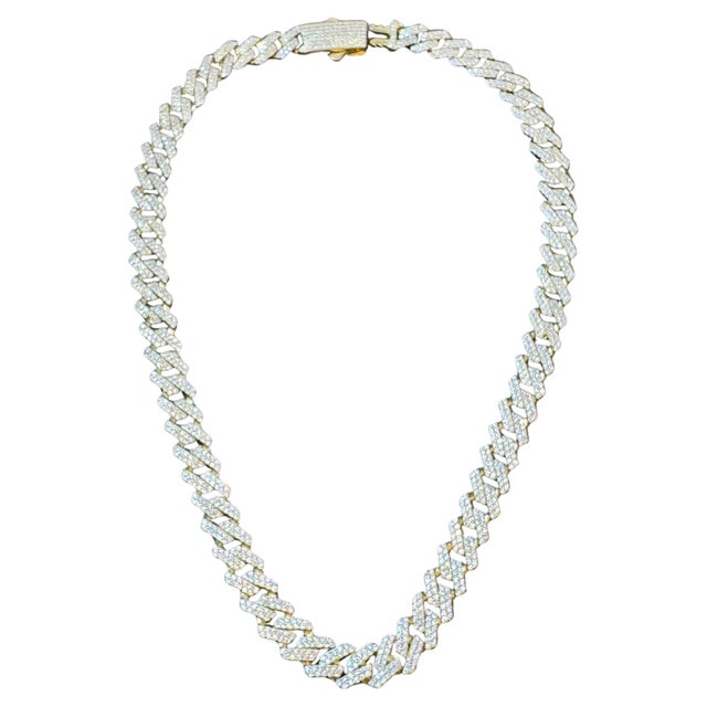 3.5Ct Pave Diamond Necklace 28.4 GM, 14 Karat Gold Necklace , UNISEX For Sale - Image 15 of 18