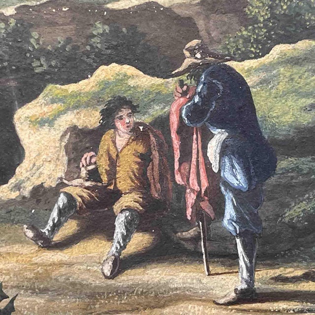 Italian Artist, Bucolic Landscapes, 1800s, Watercolor on Cardboard, Set of 2 For Sale - Image 6 of 14