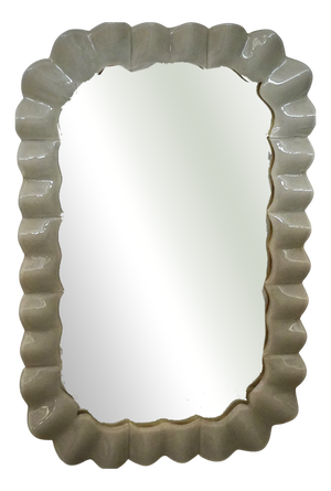 Italian Cream Murano Art Glass and Brass Console Mirror, 2000s