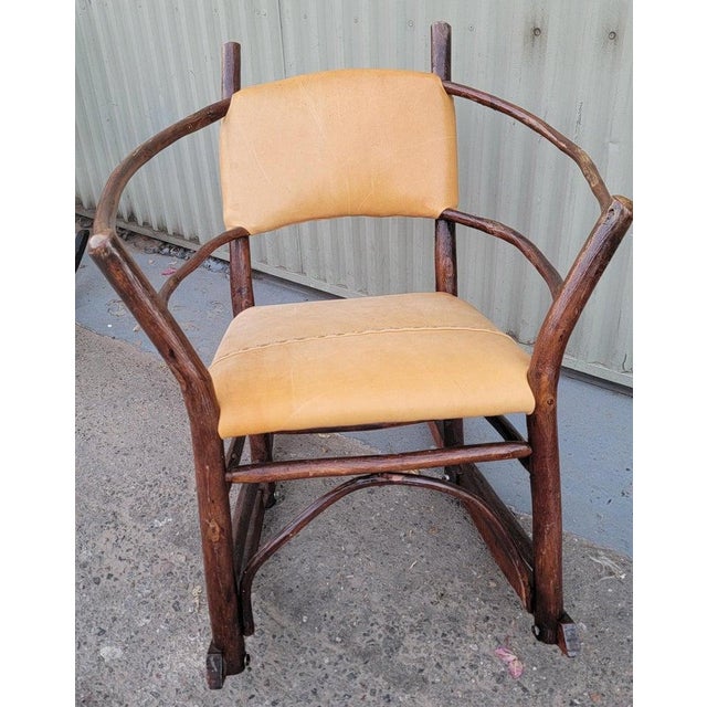 Rustic 1930's Old Hickory Barrel Back Rocking Chair For Sale - Image 3 of 9
