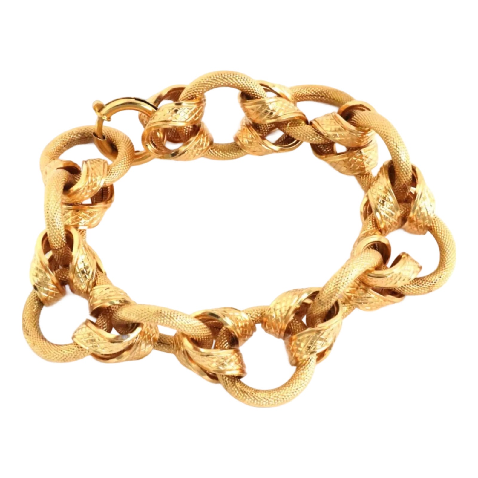 Brev Textured Snake Skin Design 18k Yellow Gold Interlaced Link ...