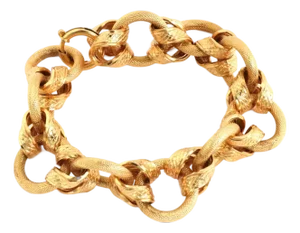 Brev Textured Snake Skin Design 18k Yellow Gold Interlaced Link Bracelet