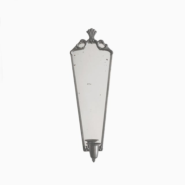 Gray Small Swedish Grace Mirror in Tin and Glass from Svenskt Tenn, 1930s For Sale - Image 8 of 8
