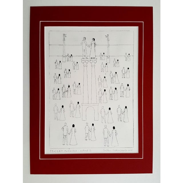 Early 21st Century Czeslaw Tumielewicz, Design of a Monument, 2018, Etching For Sale - Image 5 of 6