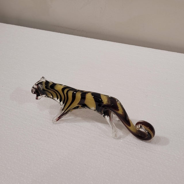 20th Century Tiger Figurine in Murano Glass, Italy, 1970s For Sale - Image 10 of 13