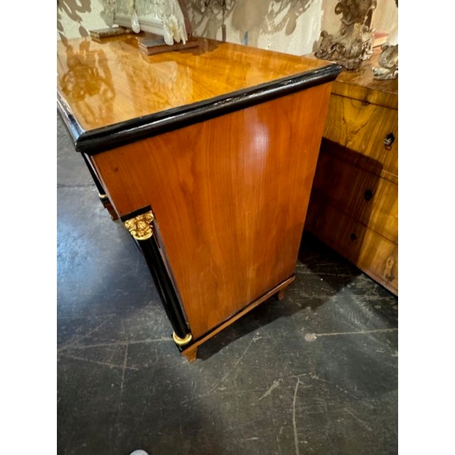 Wood 19th Century Biedermeier Walnut Commode With Ebonized Details For Sale - Image 7 of 7