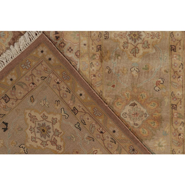 Textile Rug & Kilim’s Tabriz Style Rug in Brown With Gold & Blue Floral Patterns For Sale - Image 7 of 7