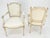 Mid 20th Century Pair of Directoire French Open Arms Painted Frames Arm Chairs For Sale - Image 5 of 13