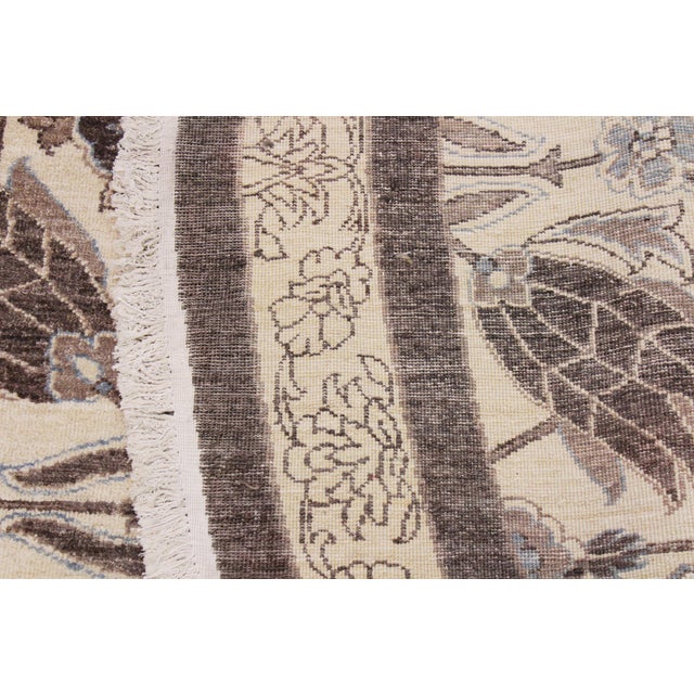 Textile Eclectic Ziegler Ivory/Brown Wool Round - Rug 9'11'' X 9'11'' For Sale - Image 7 of 9
