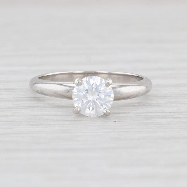 Modern New 0.70ct Moissanite Engagement Ring Platinum Round Solitaire Size 5.5 For Sale - Image 3 of 8
