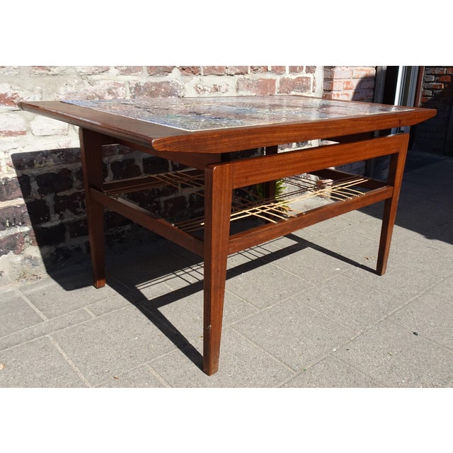 Teak Coffee Table with Ceramic Tiles from Vallauris Lascaux, 1950s For Sale - Image 4 of 18