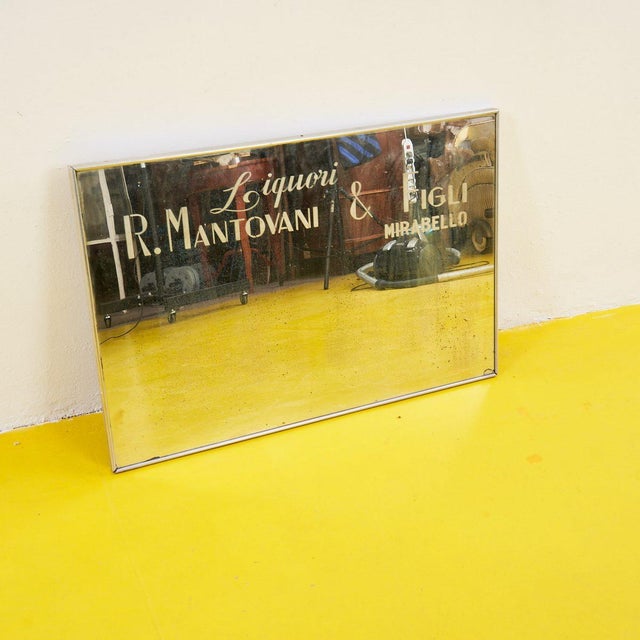 Silk-Screened Mirror in Aluminum Frame For Sale - Image 10 of 10