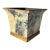 Vintage British Colonial Botanical Decoupage Square Cachepot With Antiqued Gold Trim For Sale