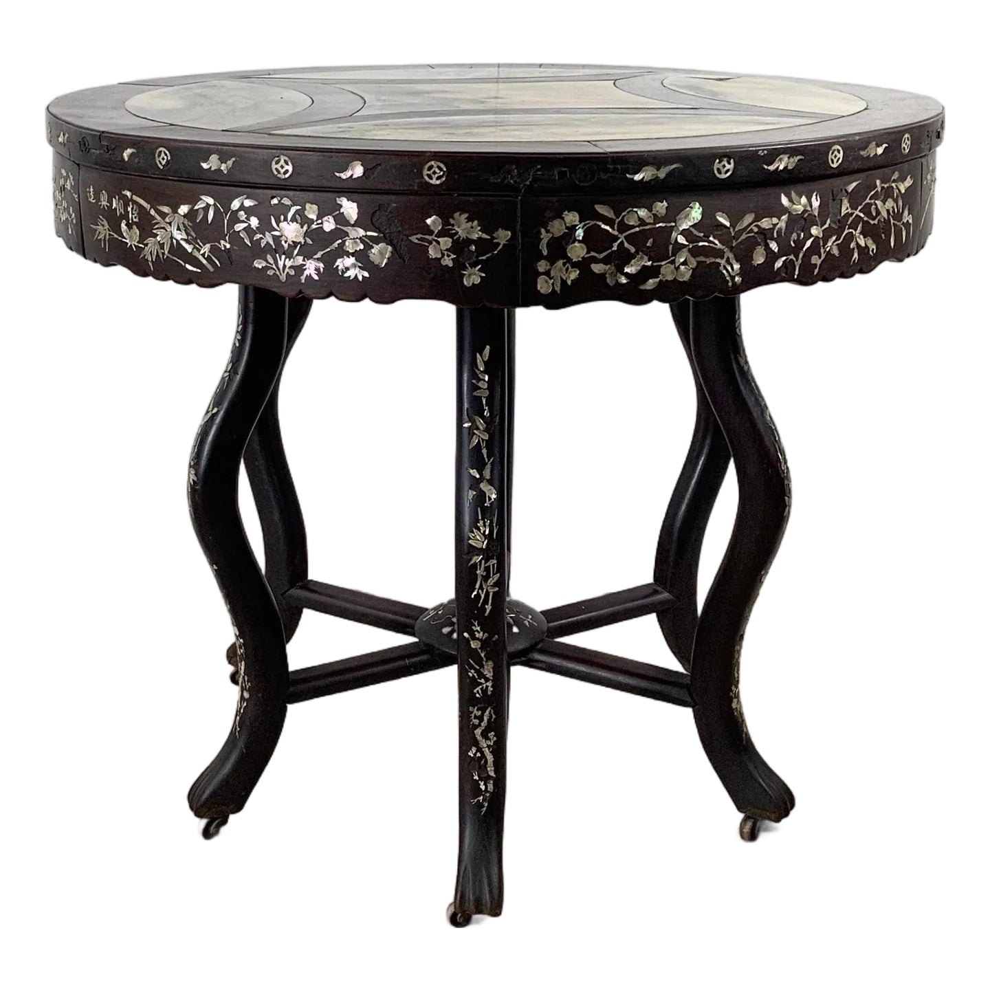 20th Century Chinese Center Table With Stone Top | Chairish