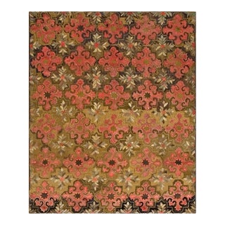 Wonderful Red and Green Color With Unique Floral Design Antique American Hooked Rug For Sale
