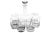 Vintage mouth blown hand crafted crystal decanter with glass stopper and six tumblers. Decanter, 44 ounce; 6” L x 6” W x...