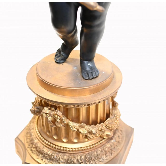 Metal Large French Cherub Manner Clodion Bronze Candleholders, Set of 2 For Sale - Image 7 of 14