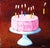 Pink Delights by Tammi Otis | Oil on panel Cake with pink frosting and candles on a stand For Sale