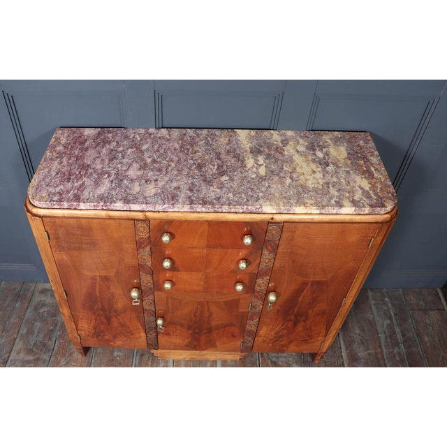 Art Deco French Walnut Sideboard with Marble Top, 1930s For Sale - Image 10 of 16