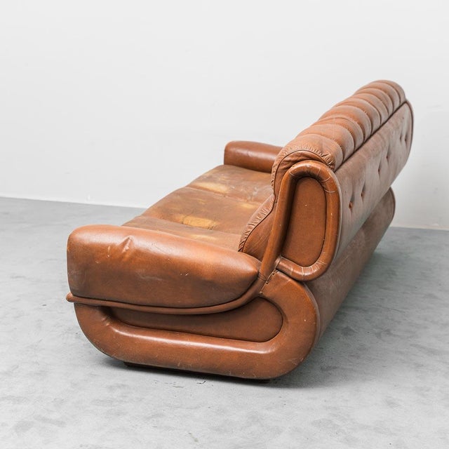 1970s Vintage Three-Seater Leather Sofa, 1970s For Sale - Image 5 of 13