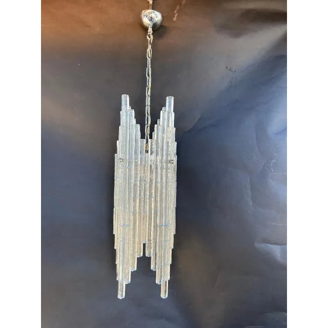 Stunning vintage Italian pendant with Murano glass rods by Poliarte produced in the 1970s. UL listed and rewired for US...
