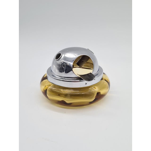 Metal Space Age Ashtray in Orange Glass and Chrome-Plated Metal, 1970s For Sale - Image 7 of 7