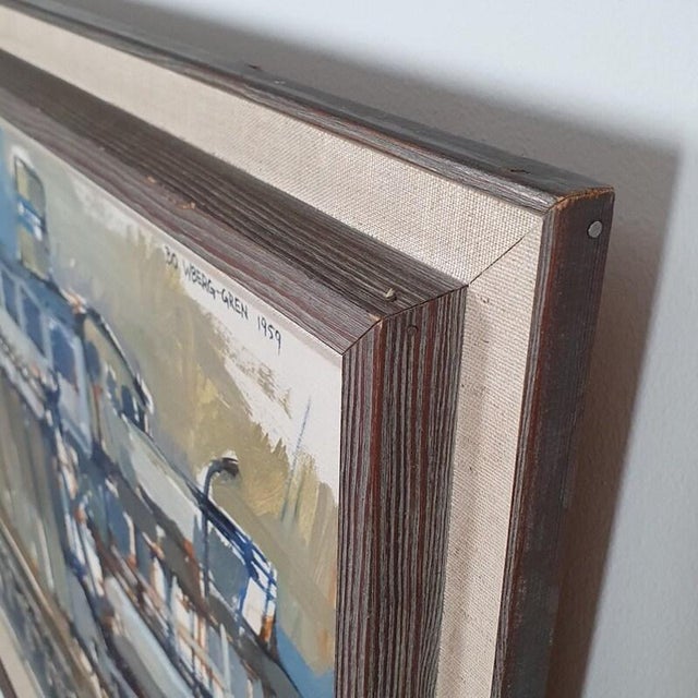 Bo Westberg-Gren, Industrial Harbor, 1959, Oil on Canvas For Sale - Image 9 of 17