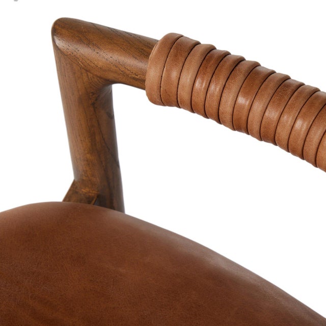 Four Hands Baden Bar Stool, Haven Tobacco Leather For Sale - Image 11 of 12