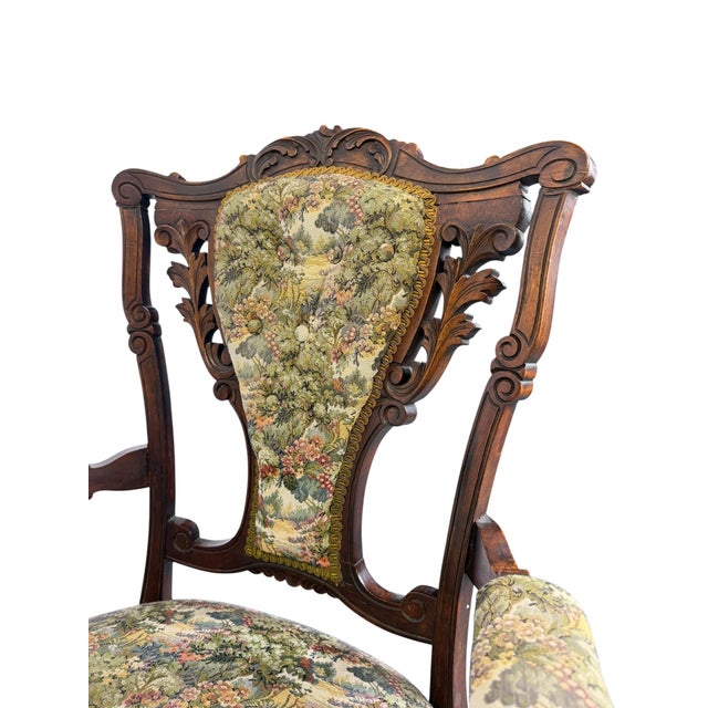 Wood Antique Mid-19th Century Victorian Parlor Armchair For Sale - Image 7 of 13