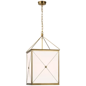 Julie Neill for Visual Comfort Signature Rossi Medium Lantern in Antique-Burnished Brass with White Glass