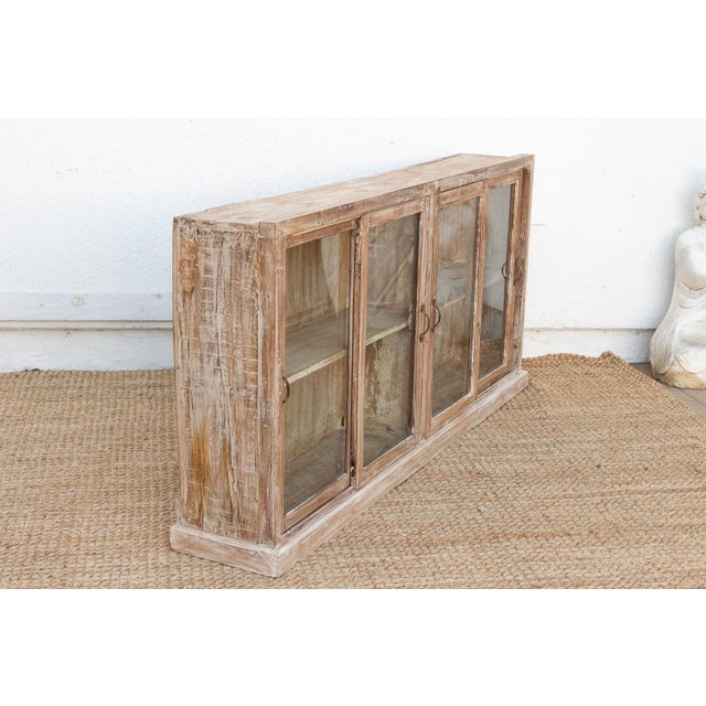 Wood Long 20th Century Teak Sideboard With Glass Sliding Door For Sale - Image 7 of 8