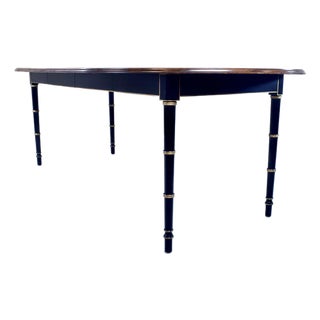 Baker Furniture Faux Bamboo Extendable Dining Table Black Lacquer With Gold Accents For Sale