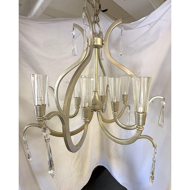 Artcraft 'Madison' 8-Light Chandelier With Silver Leaf Finish and Lucite Shades For Sale - Image 16 of 17