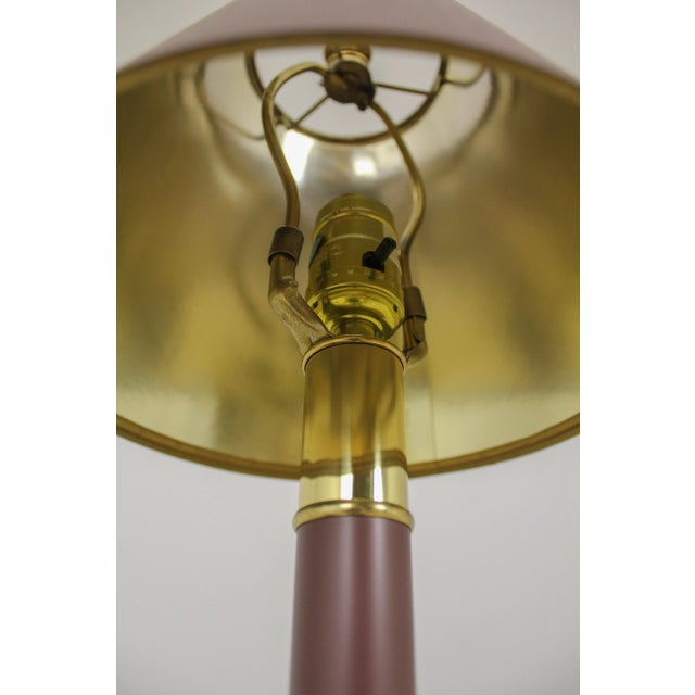 Brass Base Tall Lamp W. Shade For Sale - Image 4 of 9