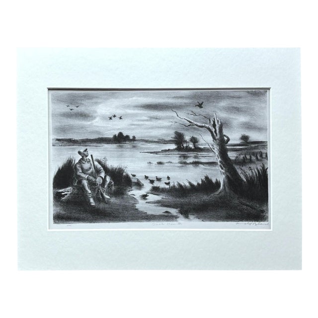 Vintage 1939 Print in 11x14 Mat, Ready to Frame, "Duck Hunter" by Arnold Blanch For Sale
