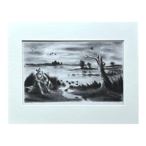 Vintage 1939 Print in 11x14 Mat, Ready to Frame, "Duck Hunter" by Arnold Blanch