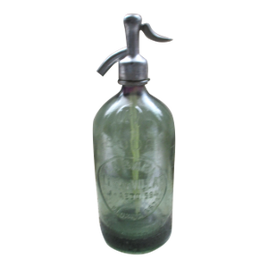 Vintage 1930’s Green Argentina Handmade Glass & Metal Soda/Seltzer Bottle