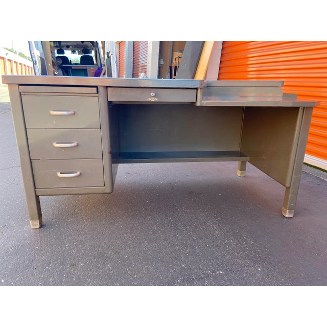 Vintage Art Metal Tanker Desk For Sale - Image 11 of 13