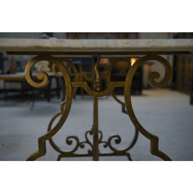 Side Table with Gilt Wrought Iron Base by Gilbert Poillerat, 1940s For Sale - Image 6 of 11