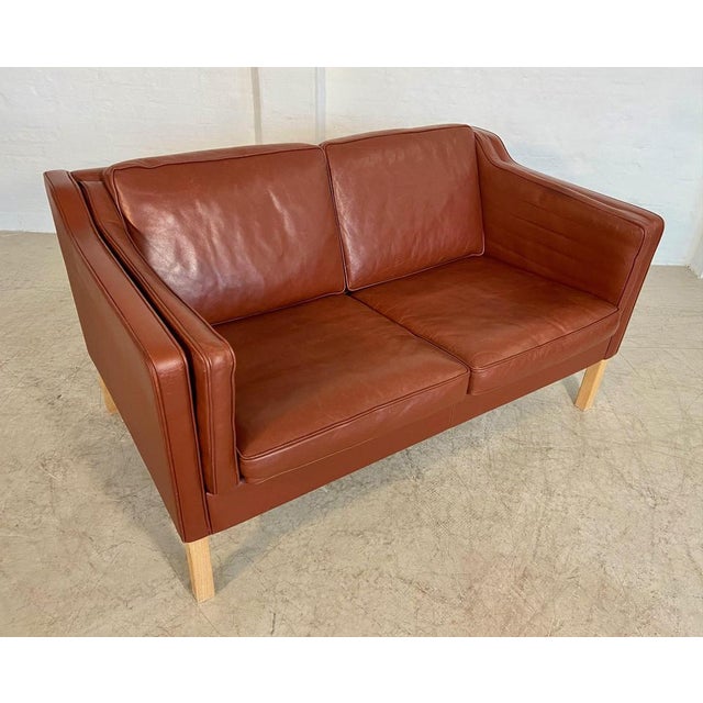 Mid-Century Danish Cognac Leather 2-Seater Sofa from Mogens Hansen For Sale - Image 13 of 18