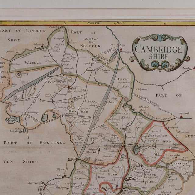 17th Century 1700's Antique County Map Cambridgeshire For Sale - Image 5 of 12