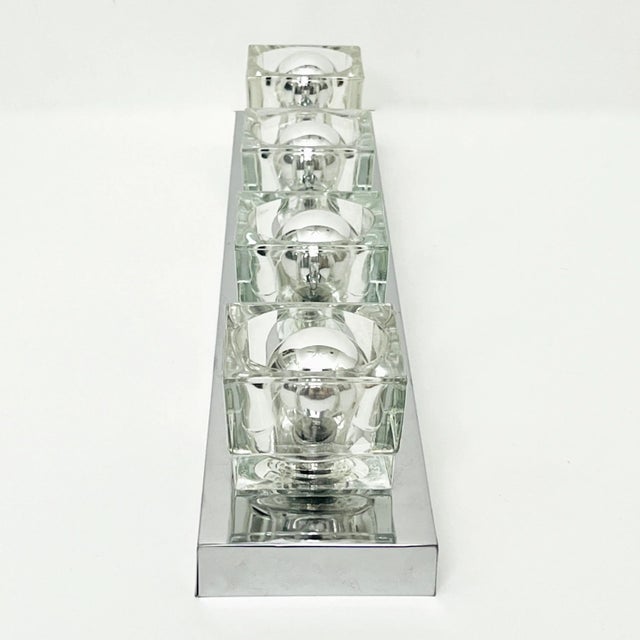 Mid-Century Modern Chrome and Glass Cube Four Light Wall Sconce by Gaetano Sciolari, C. 1970s For Sale - Image 3 of 10
