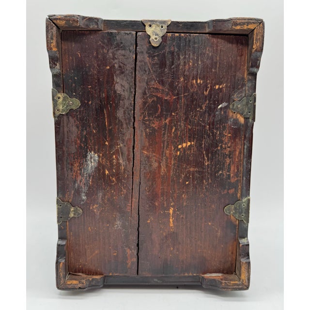 Antique Chinese Hardwood Vanity Box With Mirror, Drawer & Working Lock For Sale - Image 9 of 9