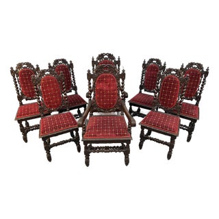 Renaissance Revival Hand Carved Oak Dining Chairs For Sale