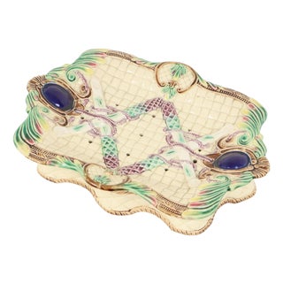 Antique 19th Century French Majolica Asparagus Plate For Sale
