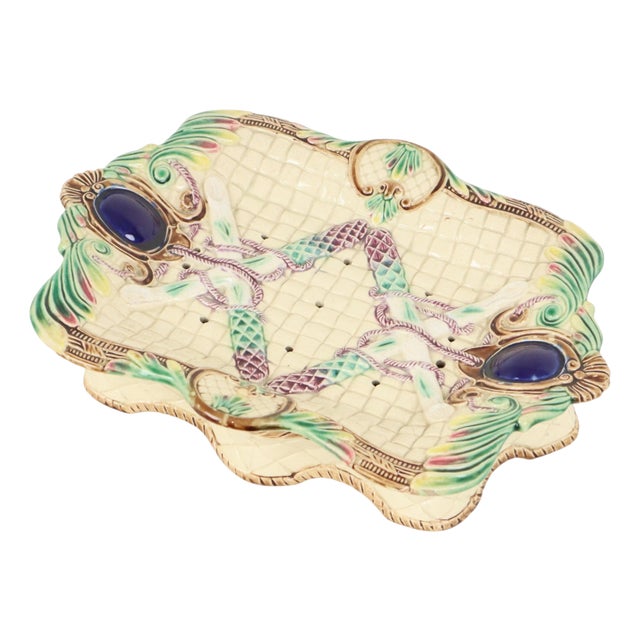 Antique 19th Century French Majolica Asparagus Plate For Sale