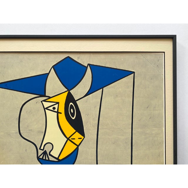 Metal Roy Lichtenstein Vintage 1969 Framed Pop Art Lithograph Print " Femme Au Chapeau " 1962 For Sale - Image 7 of 10