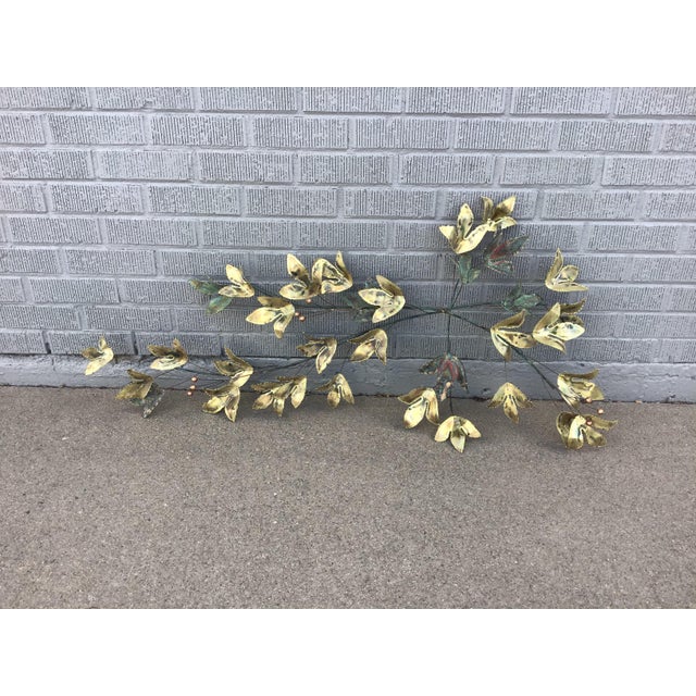 1960s C. Jeré Flowers and Leaves Metal Sculpture Wall Art, Signed